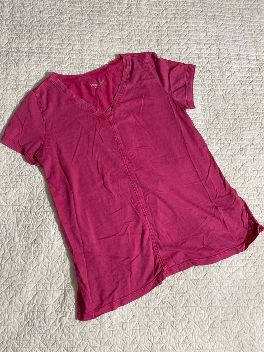 Coldwater Creek Women's Short-Sleeve V-Neck Tee in Bright Magenta